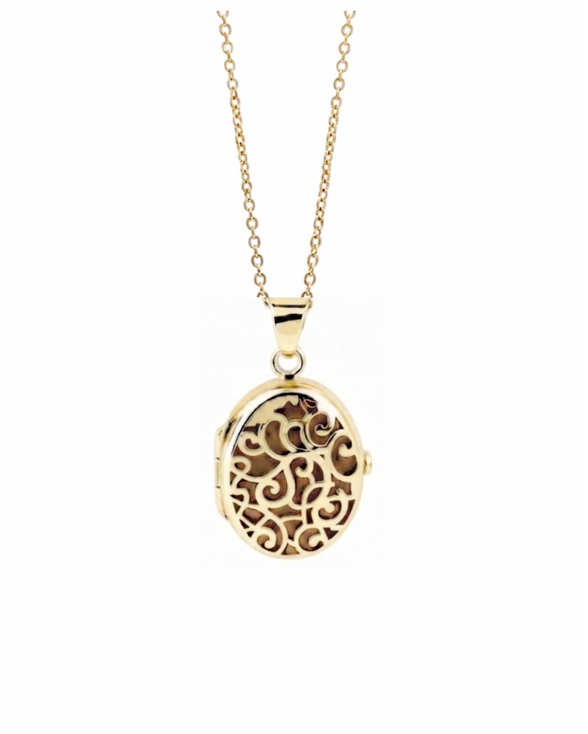 Loved Remembered Gold Filigree Oval Locket Urn