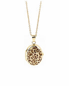 Loved Remembered Gold Filigree Oval Locket Urn