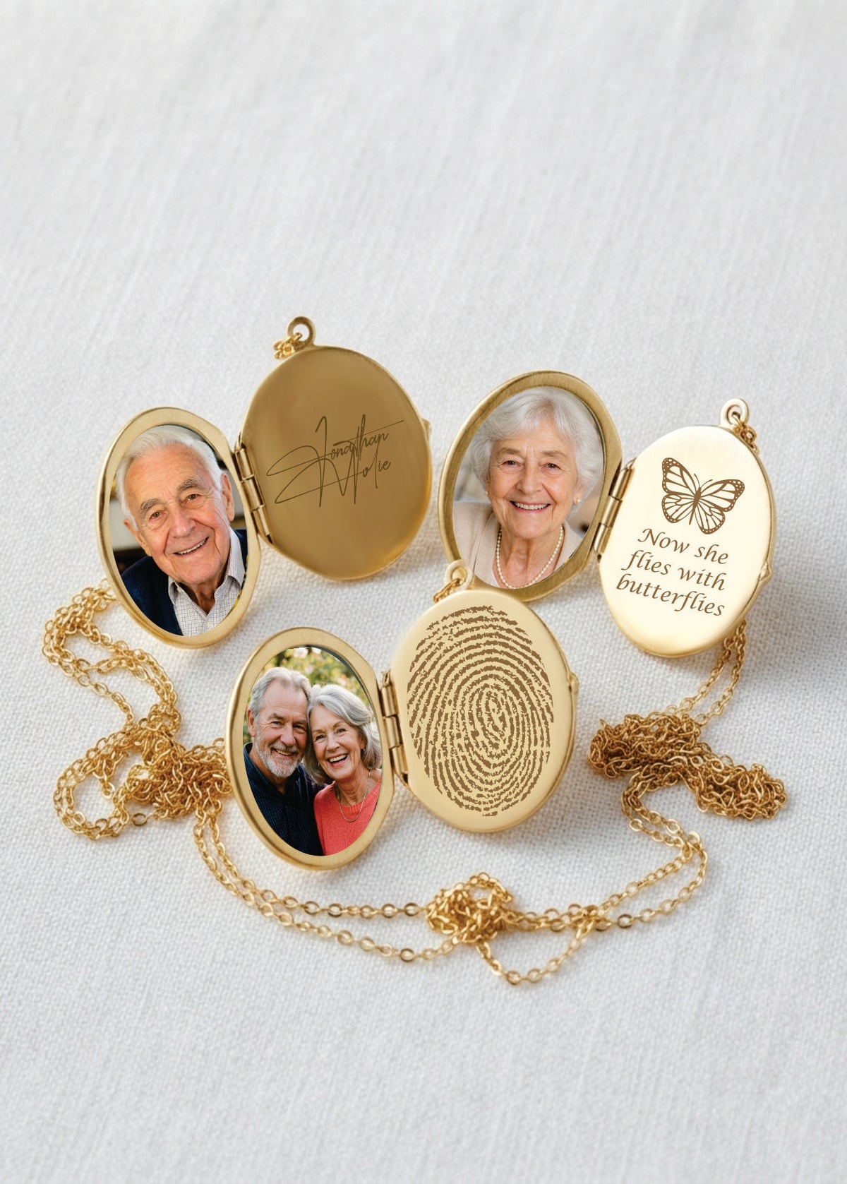 Loved Remembered Gold Filigree Oval Locket Urn
