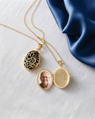 Loved Remembered Gold Filigree Oval Locket Urn