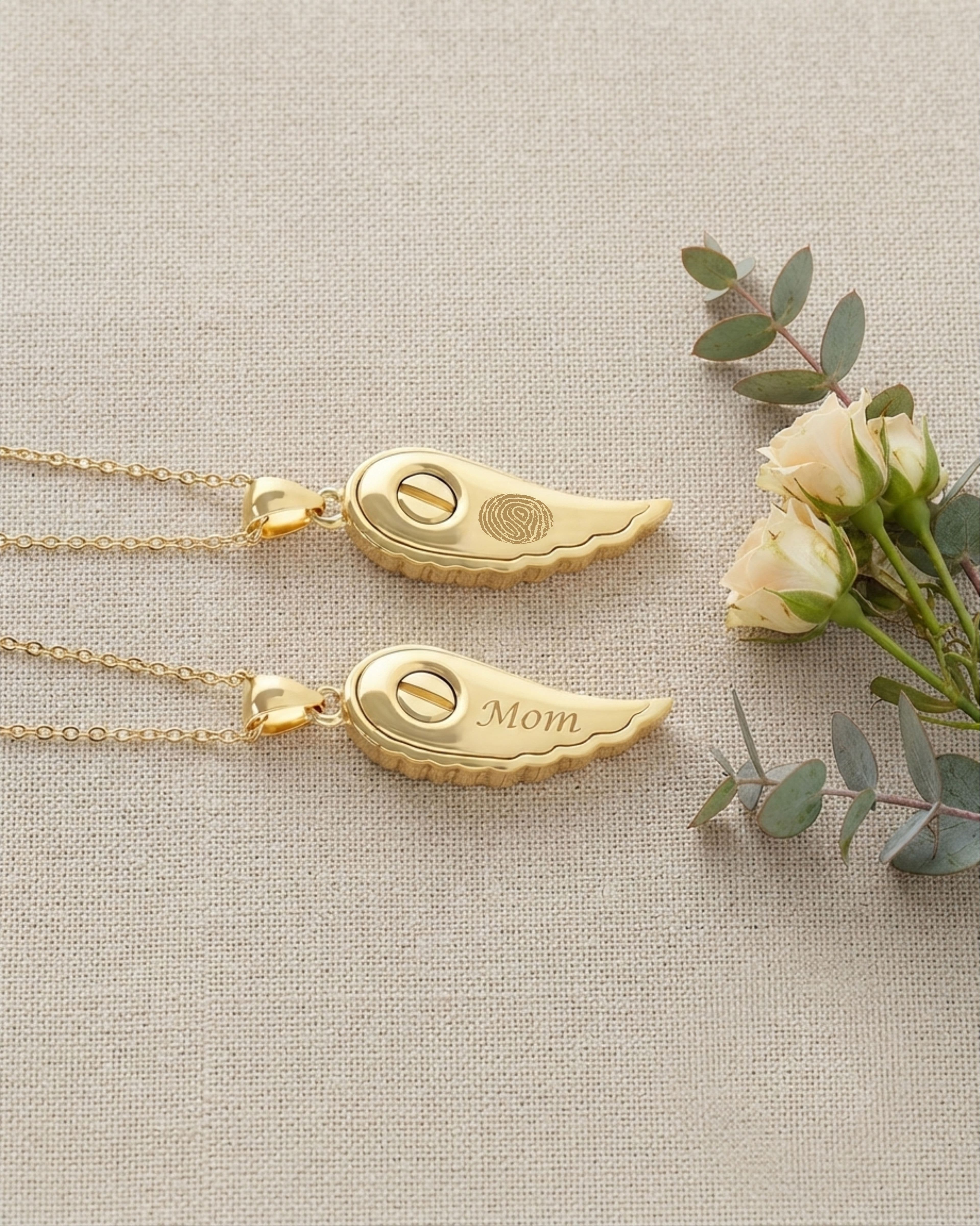Loved Remembered Gold Guardian Angel Pendant Urn