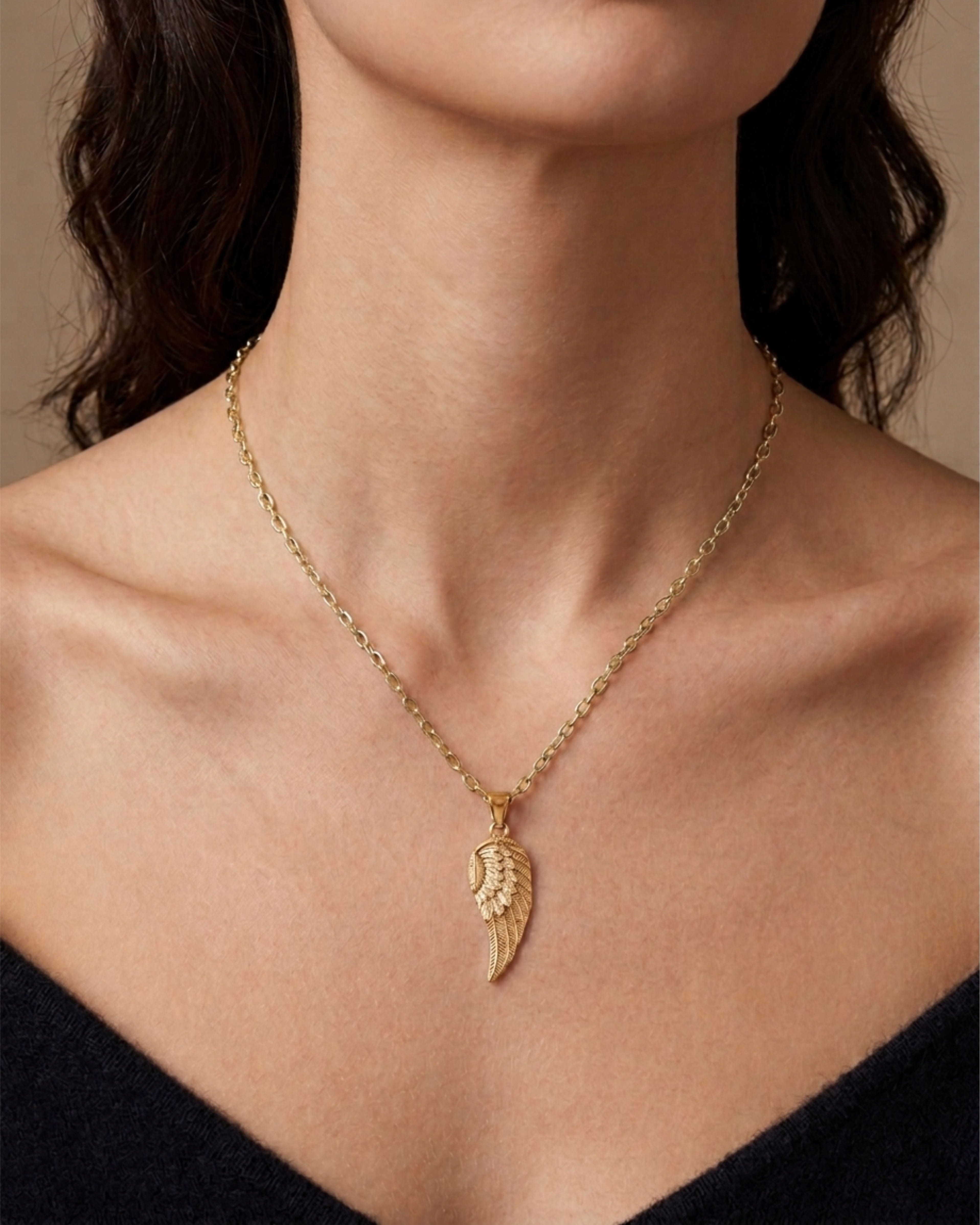 Loved Remembered Gold Guardian Angel Pendant Urn
