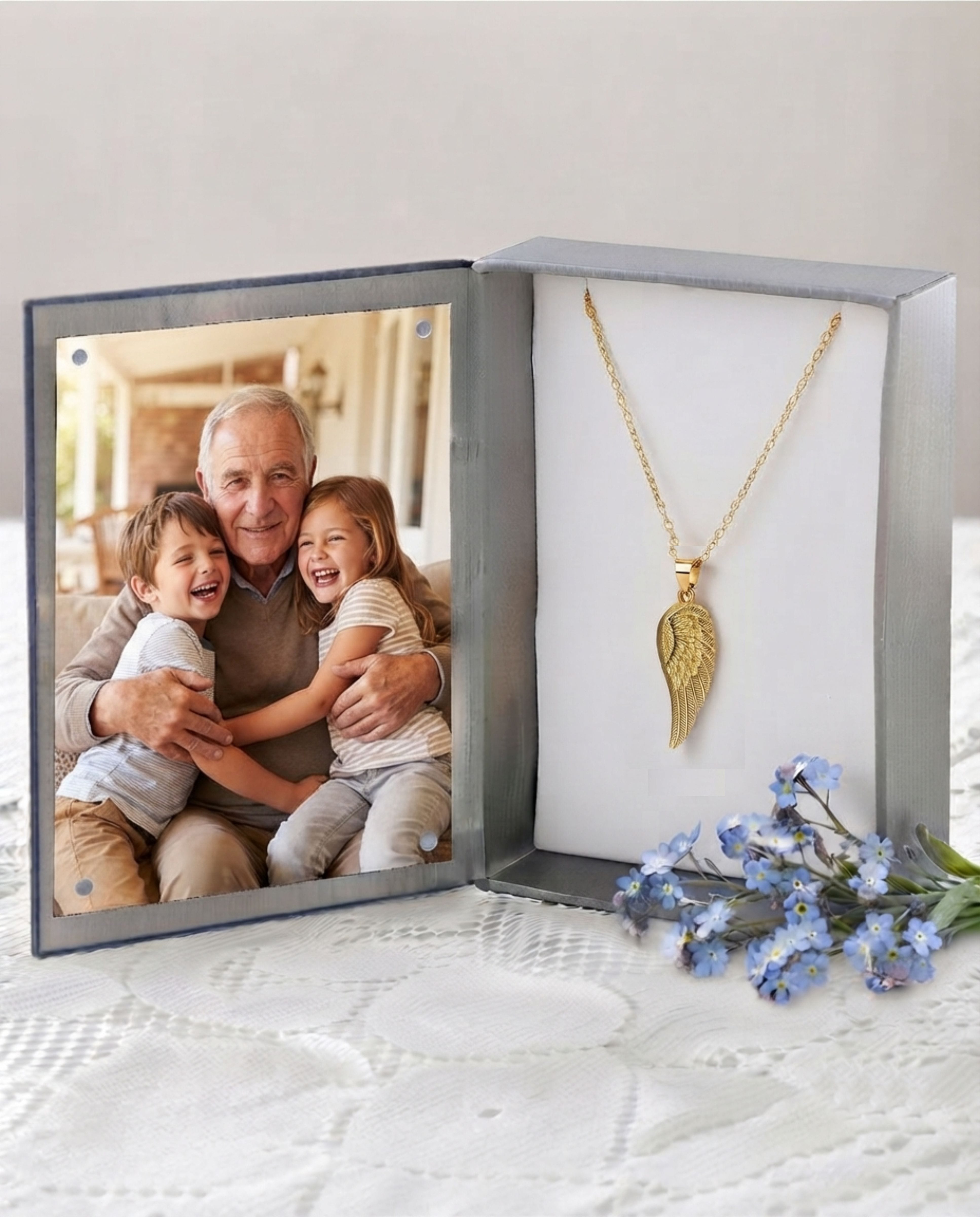 Loved Remembered Gold Guardian Angel Pendant Urn