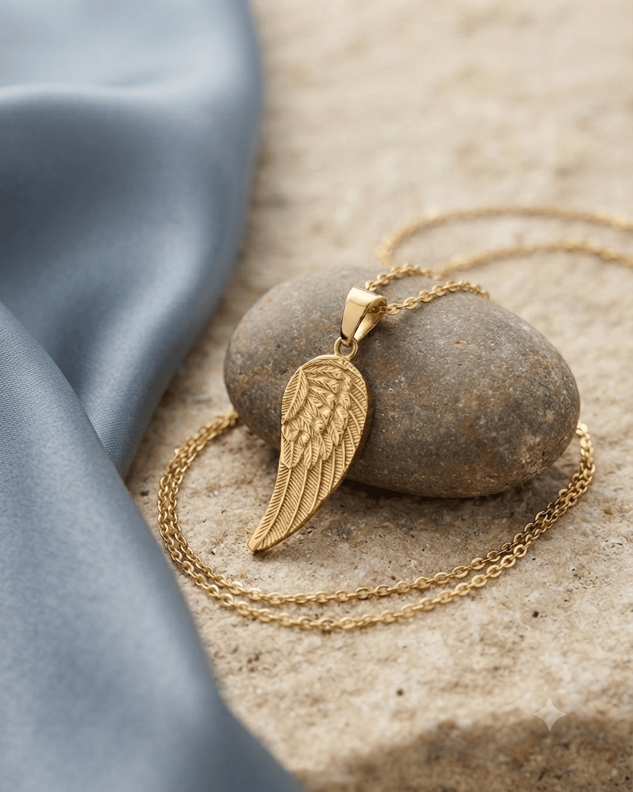 Loved Remembered Gold Guardian Angel Pendant Urn