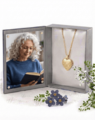 Loved Remembered Gold Heart Locket Urn - Diamond Cut
