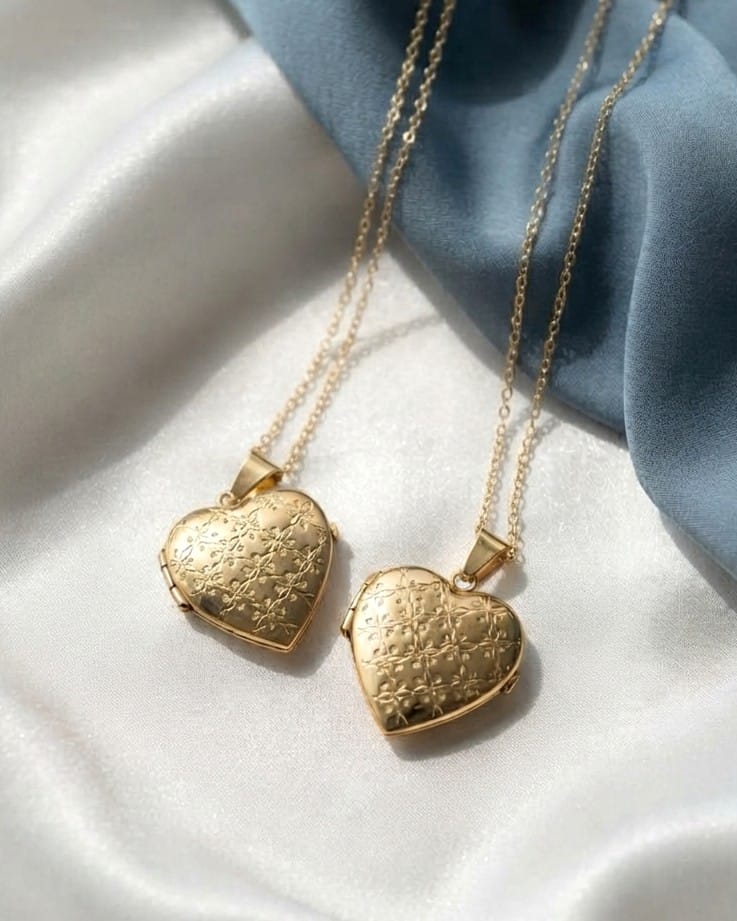 Loved Remembered Gold Heart Locket Urn - Diamond Cut