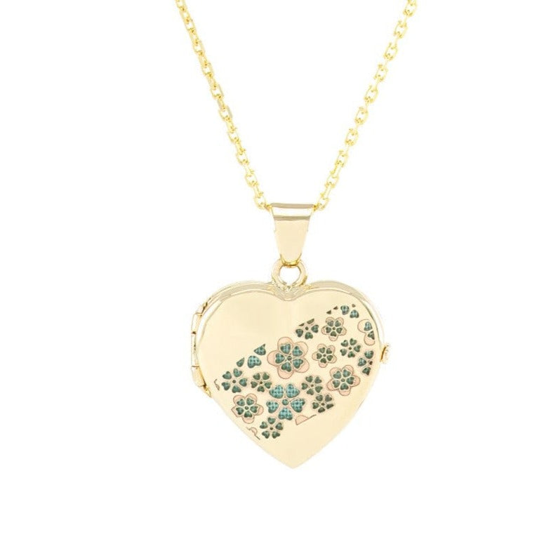Loved Remembered Gold Heart Locket Urn - Flowers