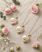 Loved Remembered Gold Heart Locket Urn - Flowers