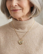 Loved Remembered Gold Heart Locket Urn - Flowers