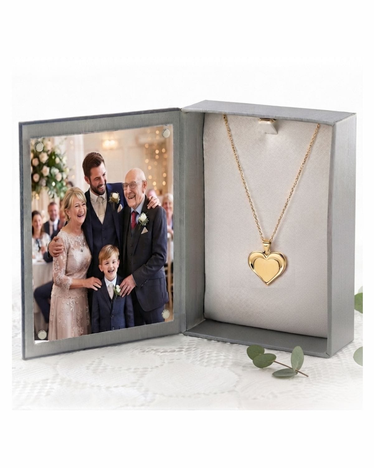 Loved Remembered Gold Heart Pendant - Fingerprint Engraving