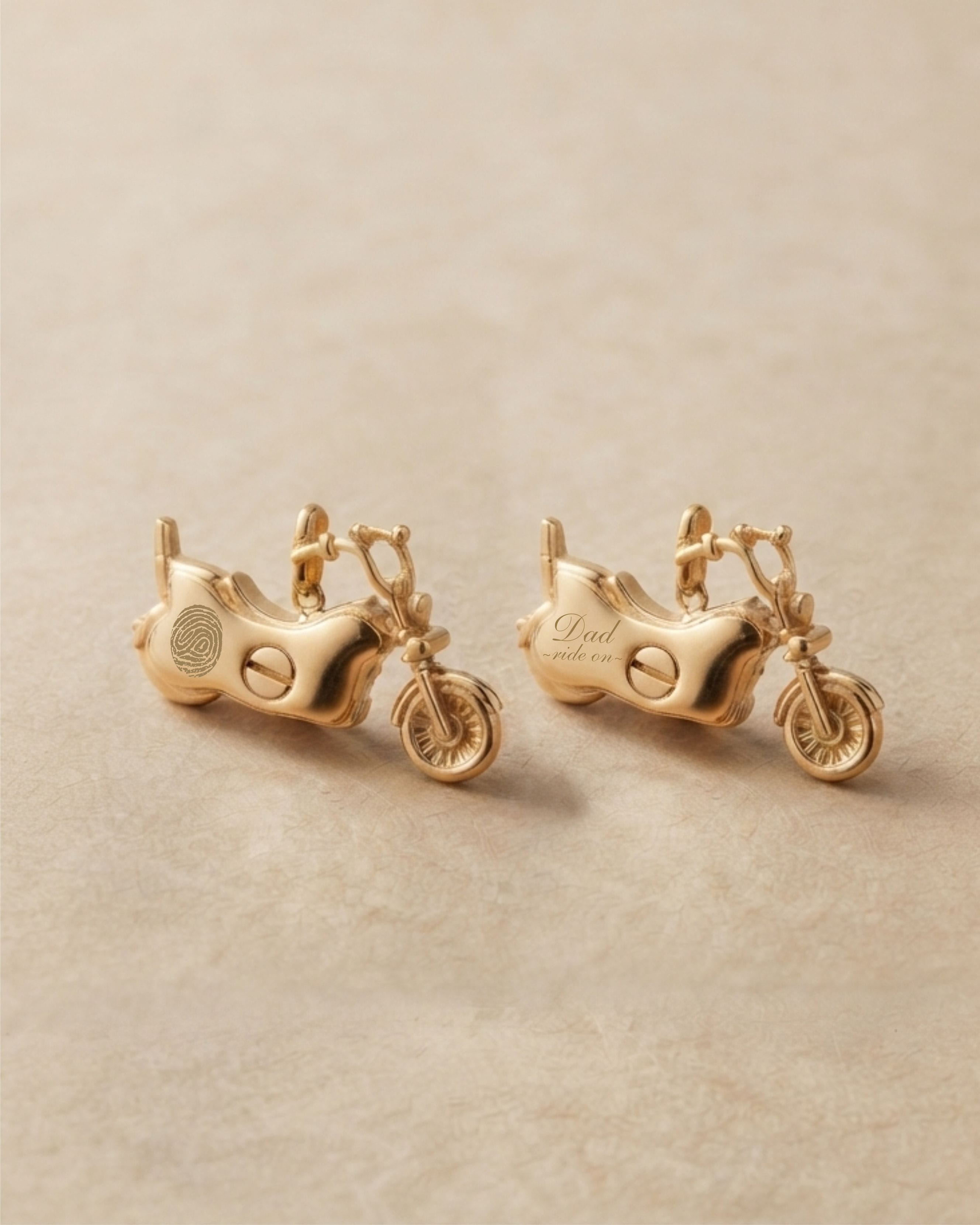 Loved Remembered Gold Motorcycle Pendant Urn