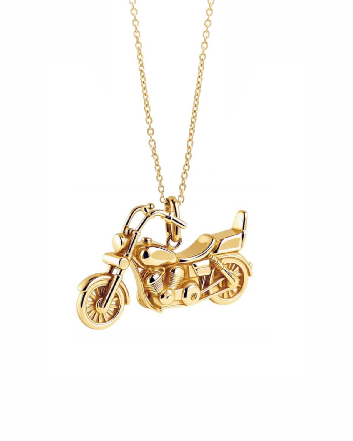 Loved Remembered Gold Motorcycle Pendant Urn