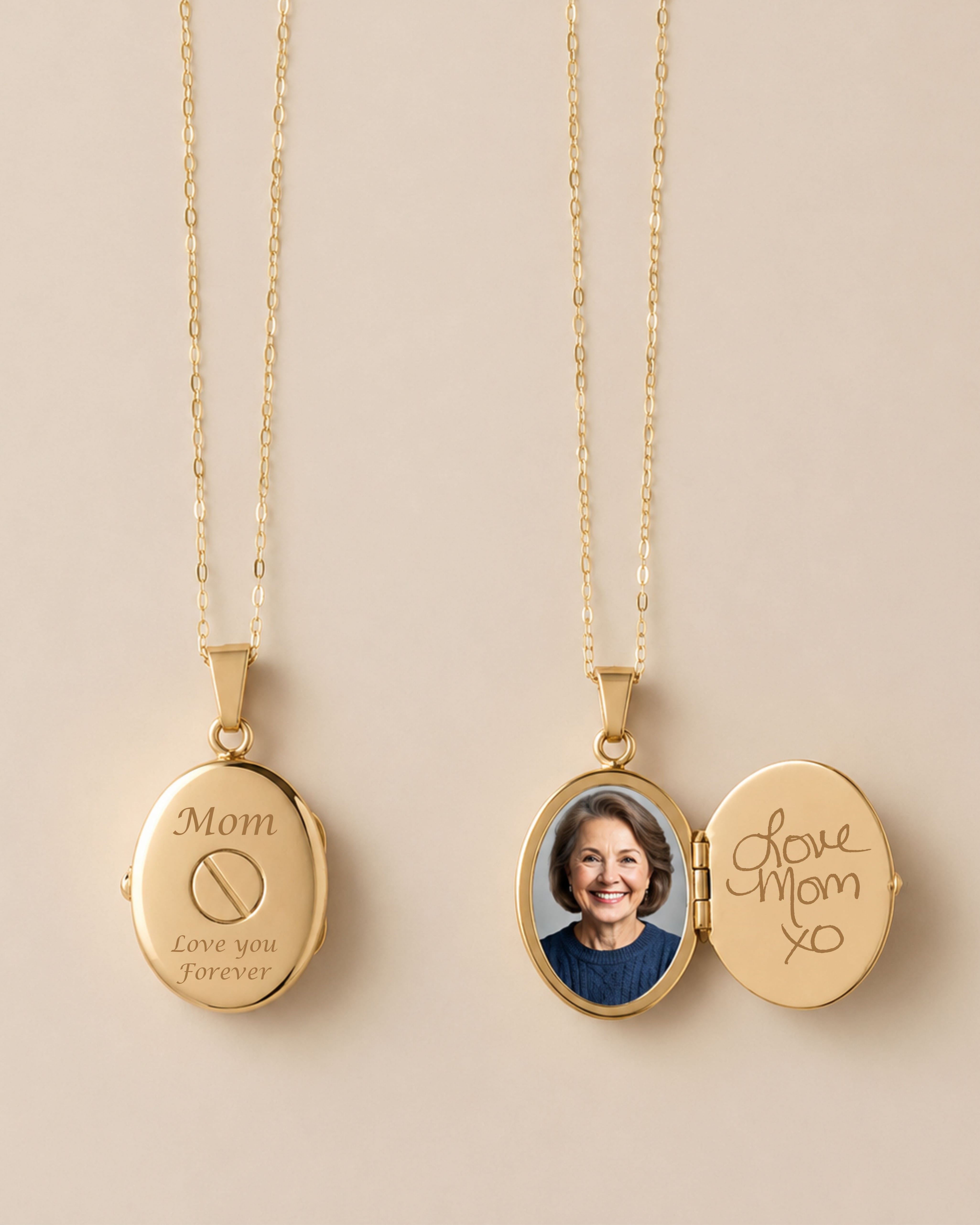 Loved Remembered Gold Oval Locket Urn - Diamond Cut