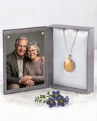 Loved Remembered Gold Oval Locket Urn - Diamond Cut