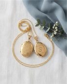 Loved Remembered Gold Oval Locket Urn - Diamond Cut