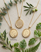 Loved Remembered Gold Oval Pendant - Fingerprint Engraving