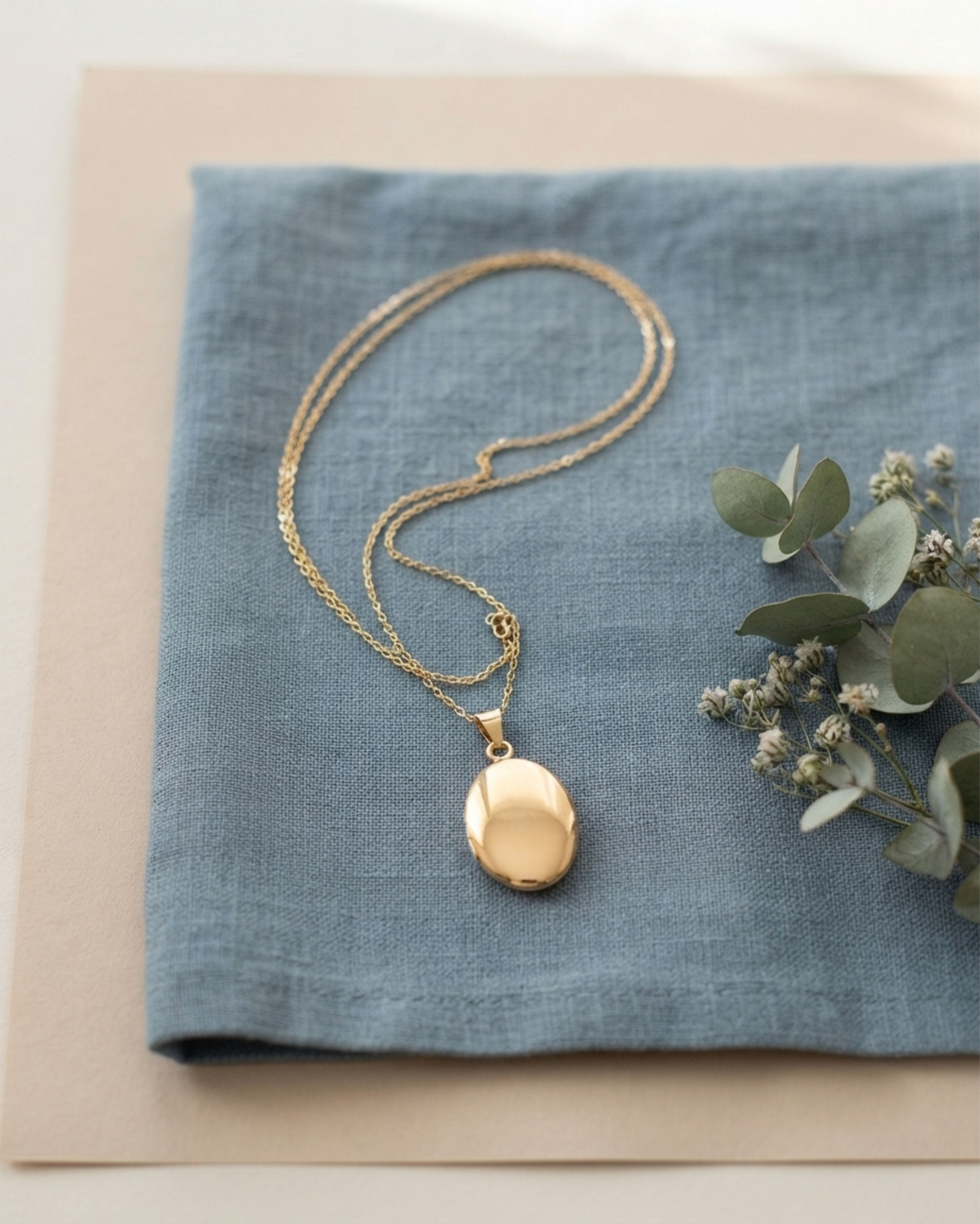 Loved Remembered Gold Oval Pendant Urn