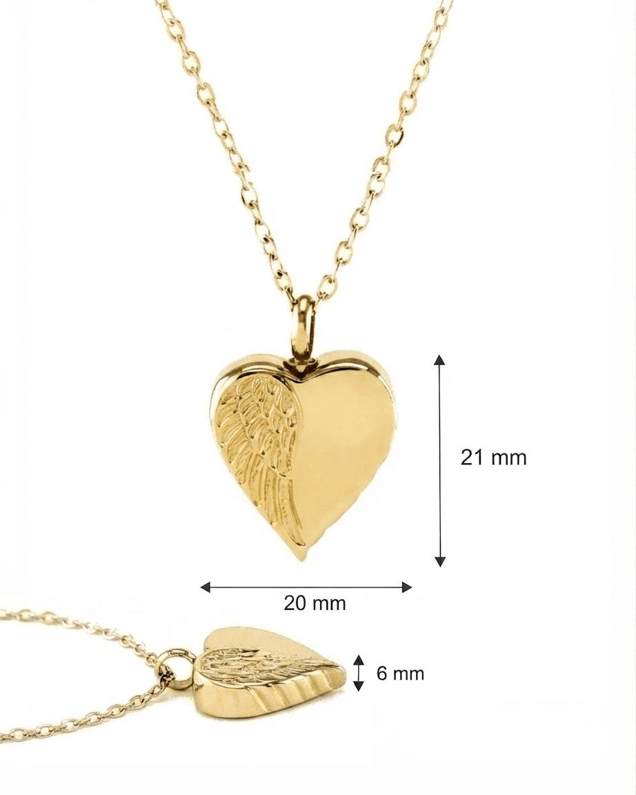 Loved Remembered Gold-Plated Stainless Steel Angel Wing Pendant Urn
