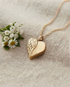 Loved Remembered Gold-Plated Stainless Steel Angel Wing Pendant Urn