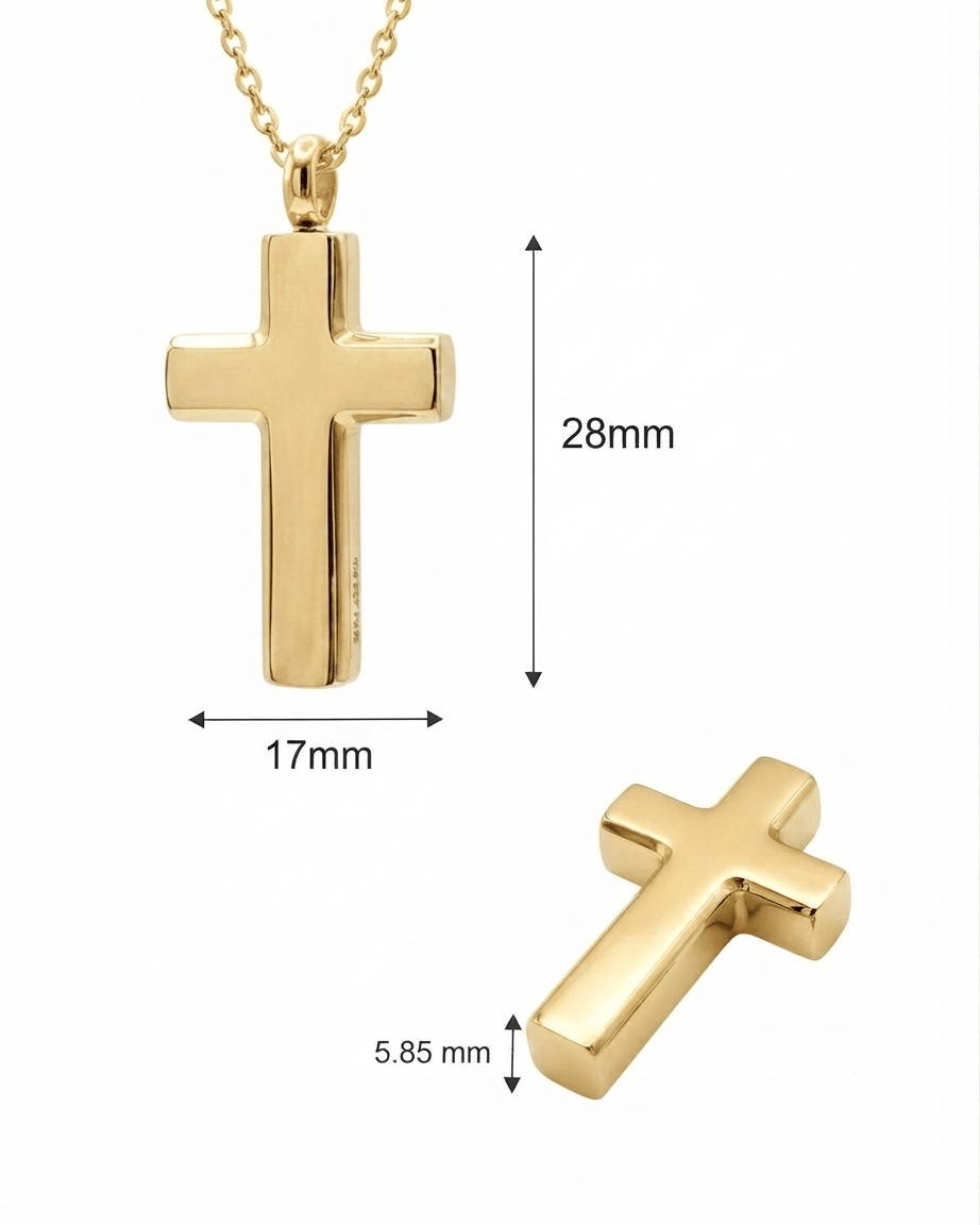 Loved Remembered Gold- Plated Stainless Steel Cross Pendant Urn