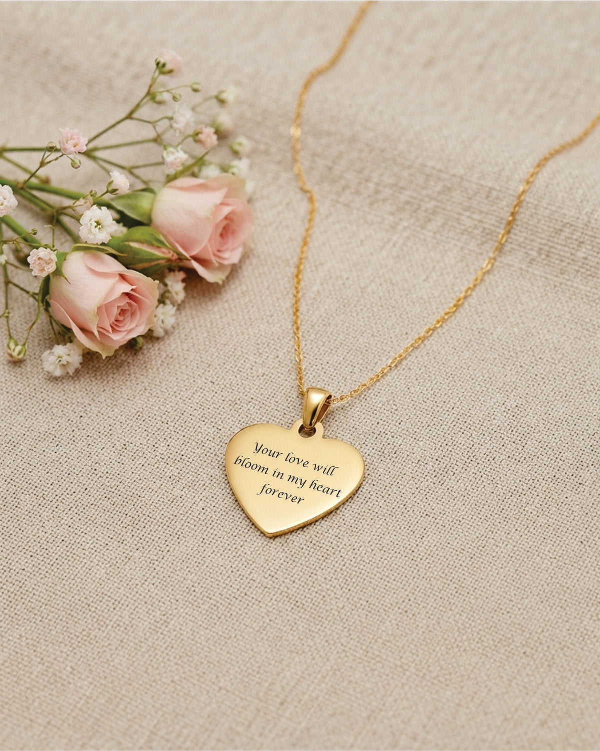 Loved Remembered Gold- Plated Stainless Steel Heart Pendant