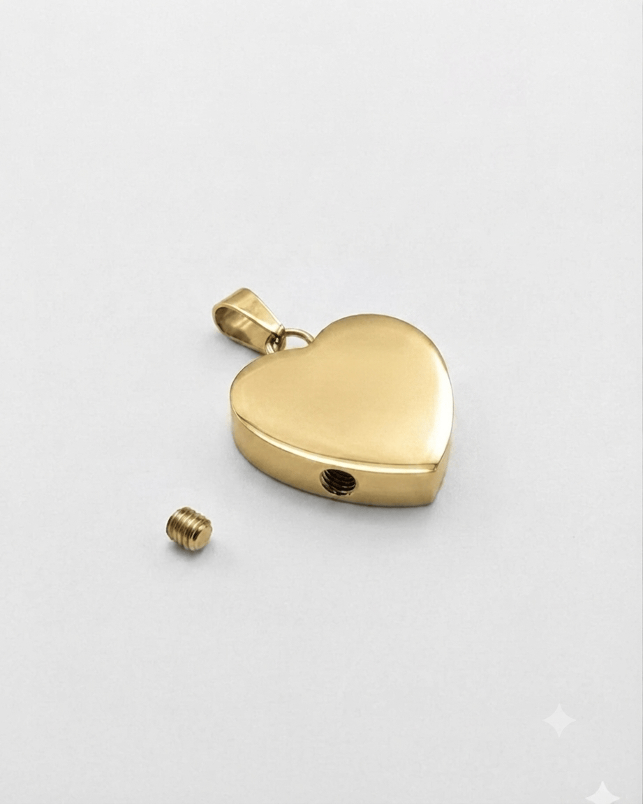 Loved Remembered Gold-Plated Stainless Steel Heart Pendant Urn