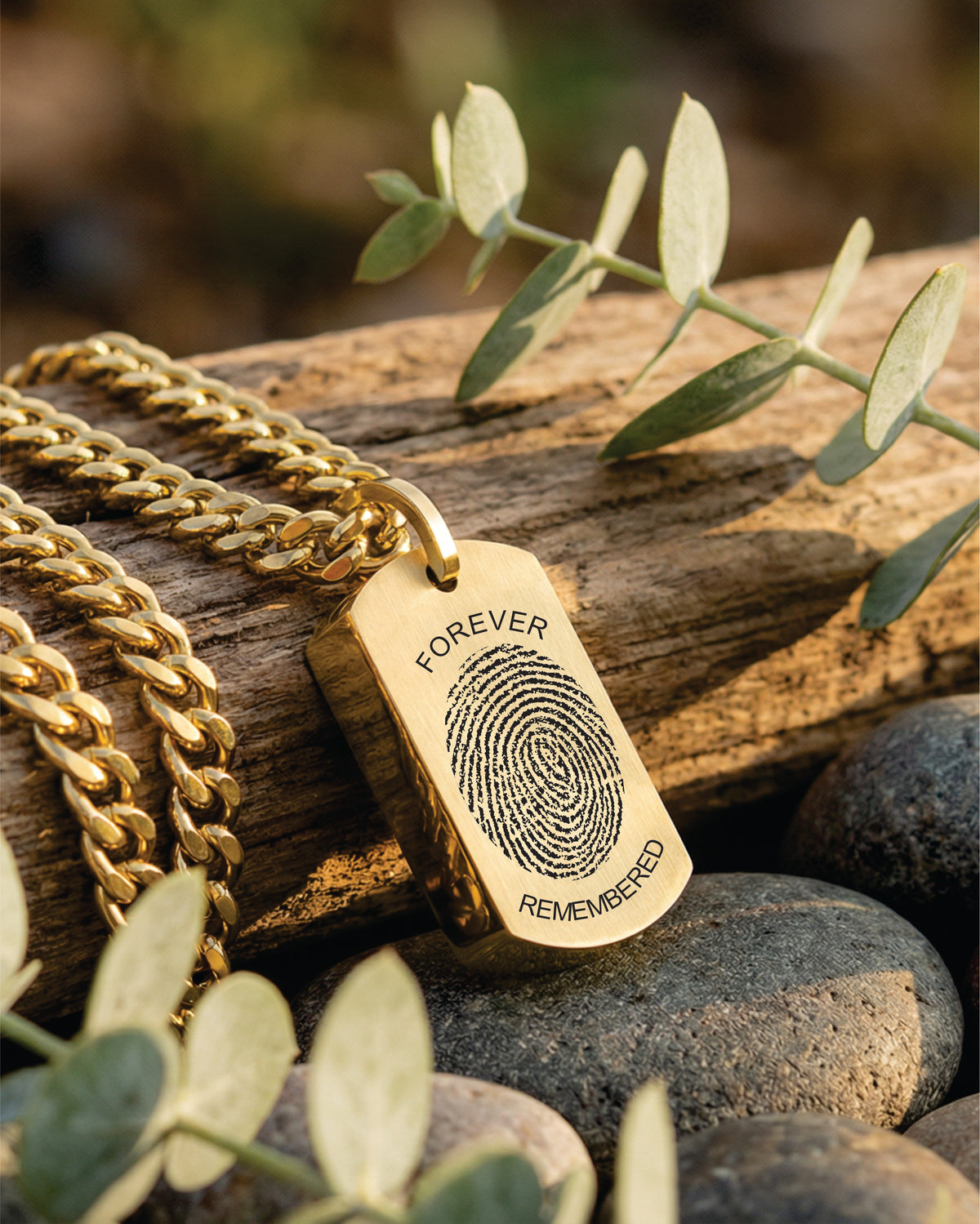 Loved Remembered Gold Plated  Stainless Steel Tag Urn