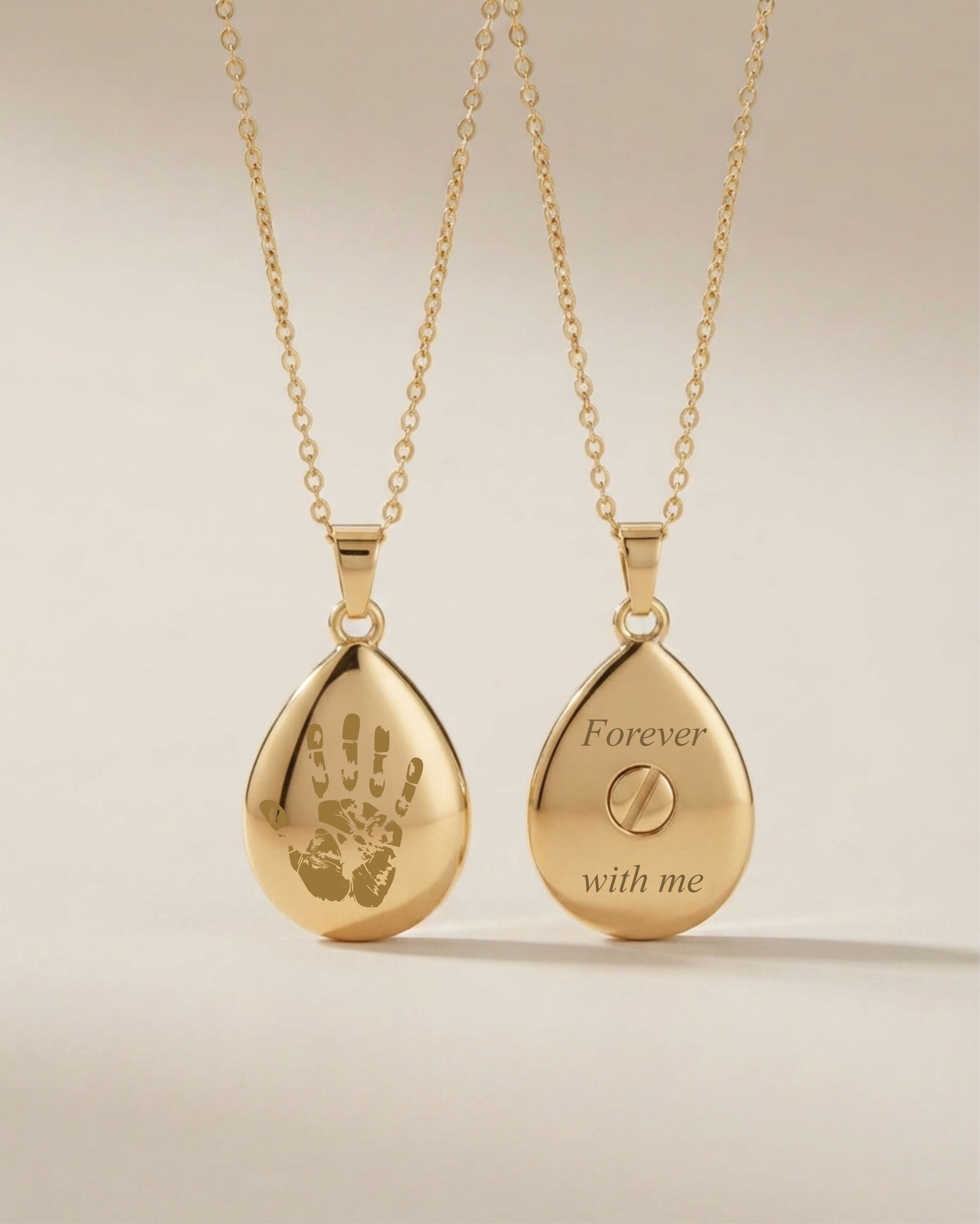 Loved Remembered Gold Teardrop Pendant Urn
