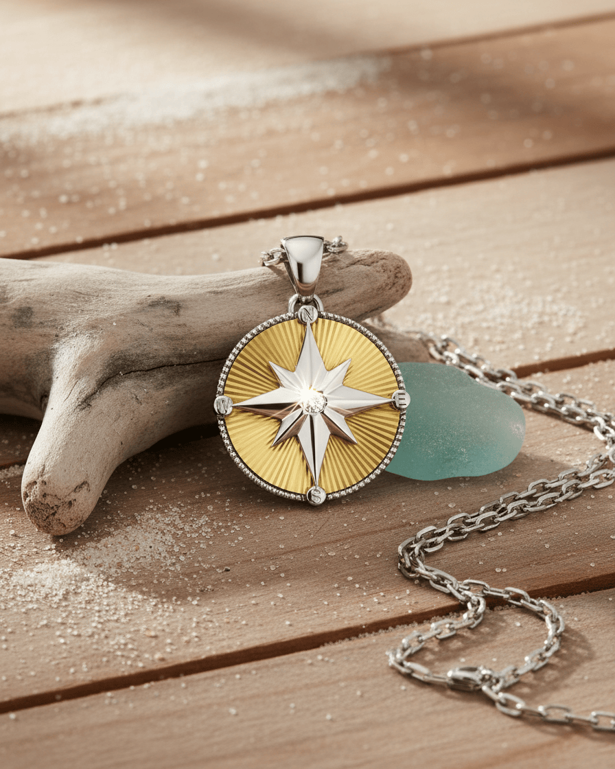 Loved Remembered Guilding Light Compass Pendant Urn
