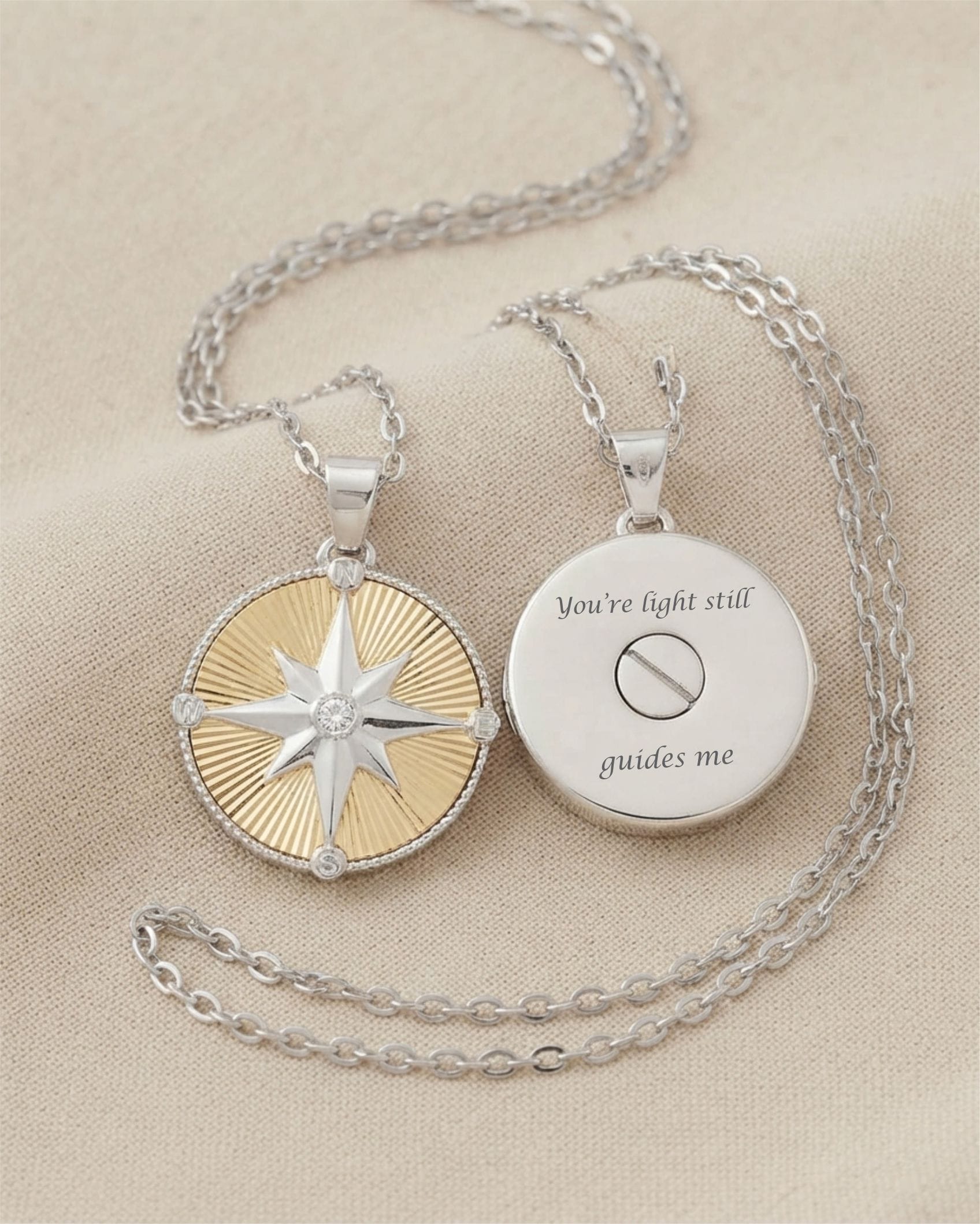 Loved Remembered Guilding Light Compass Pendant Urn
