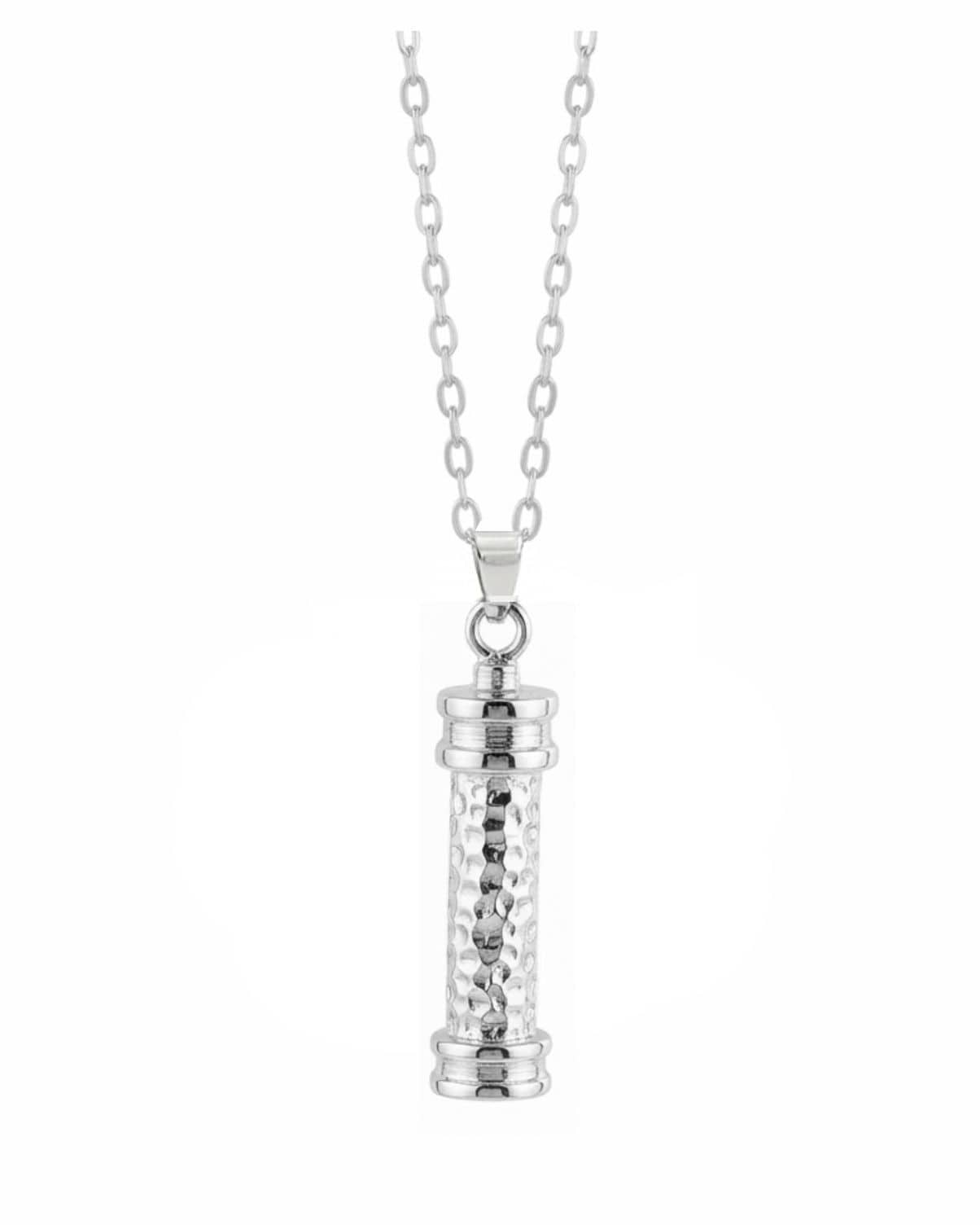 Loved Remembered Hammered Cylinder Pendant Urn
