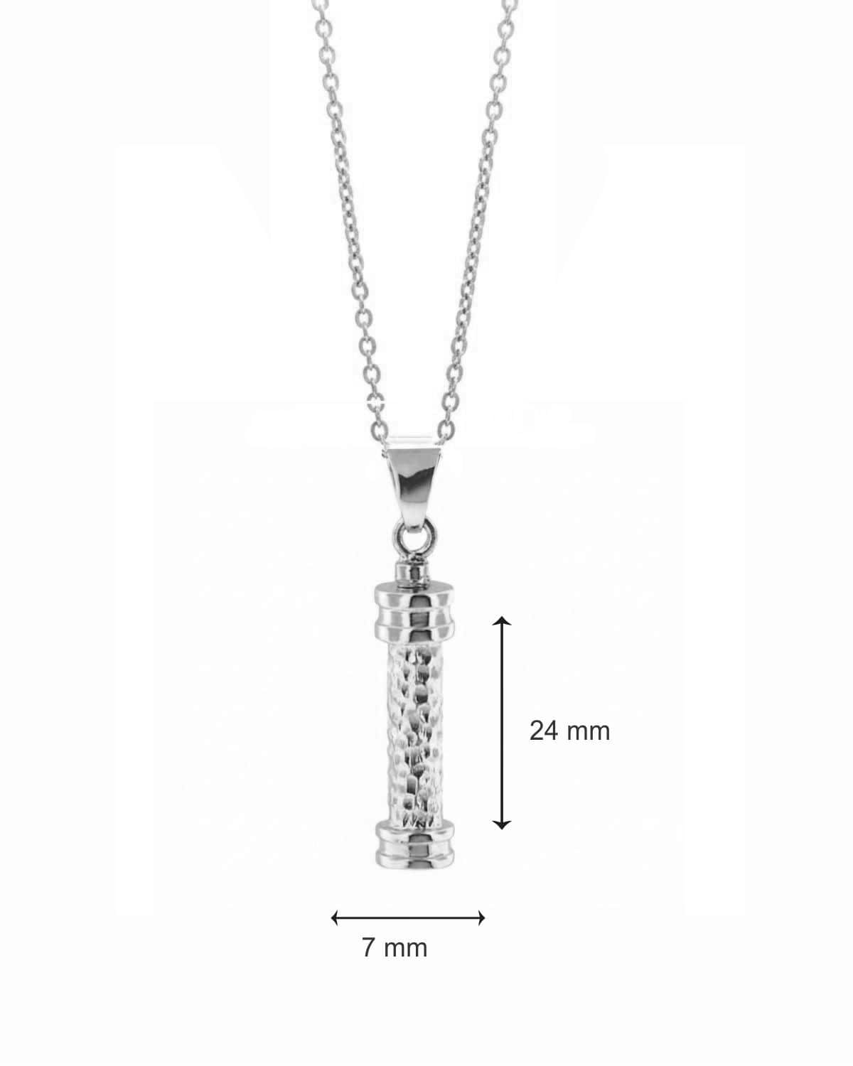 Loved Remembered Hammered Cylinder Pendant Urn