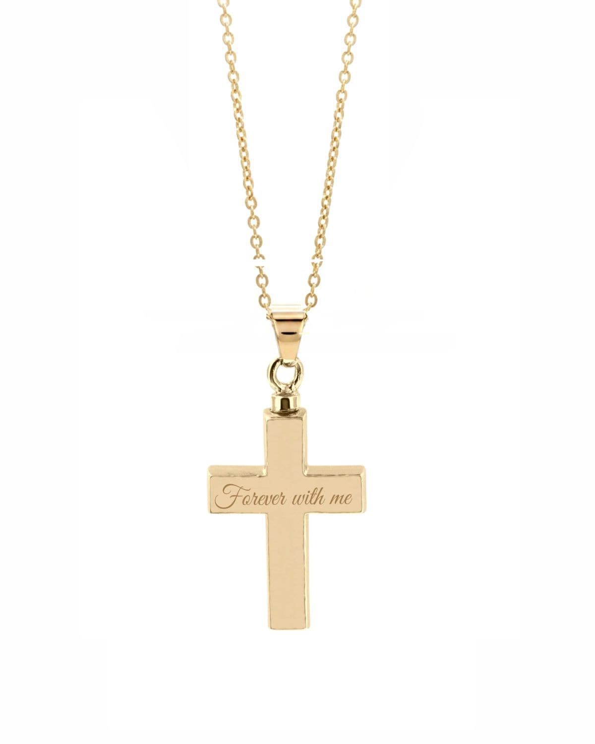 Loved Remembered Hammered Gold Cross Pendant Urn
