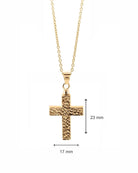 Loved Remembered Hammered Gold Cross Pendant Urn