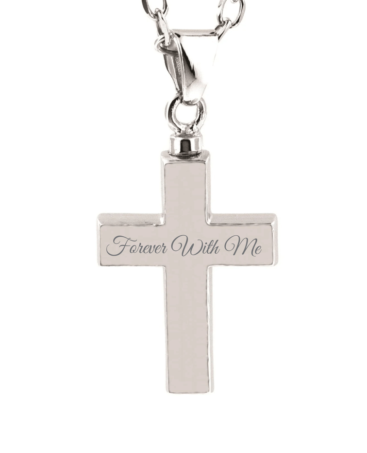Loved Remembered Hammered Silver Cross Pendant Urn