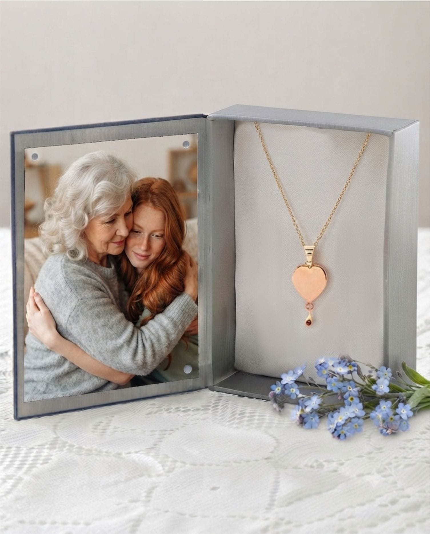 Loved Remembered 'In My Heart Forever' Pendant Urn Rose Gold