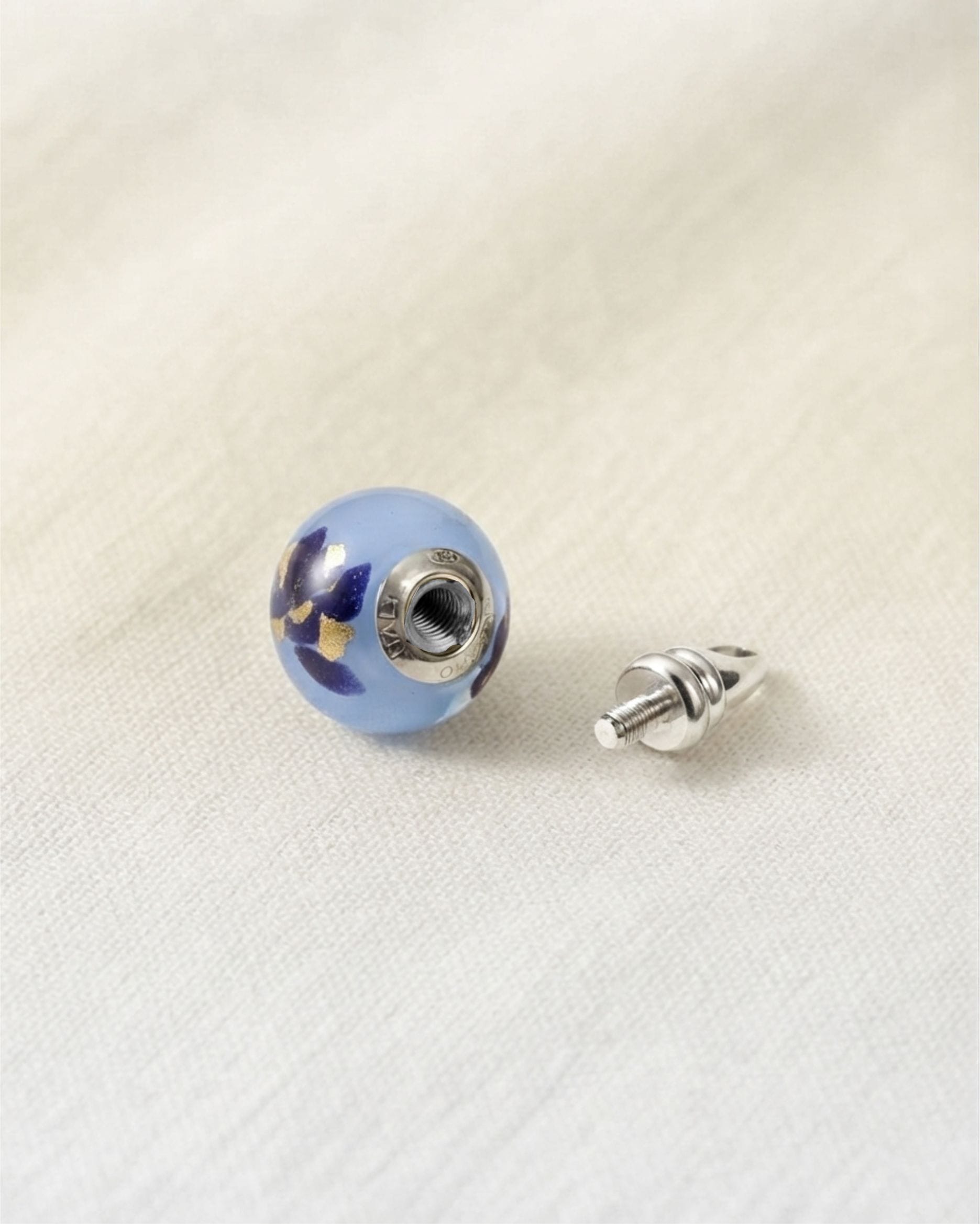 Loved Remembered Murano Glass  Bead - Ocean Mist