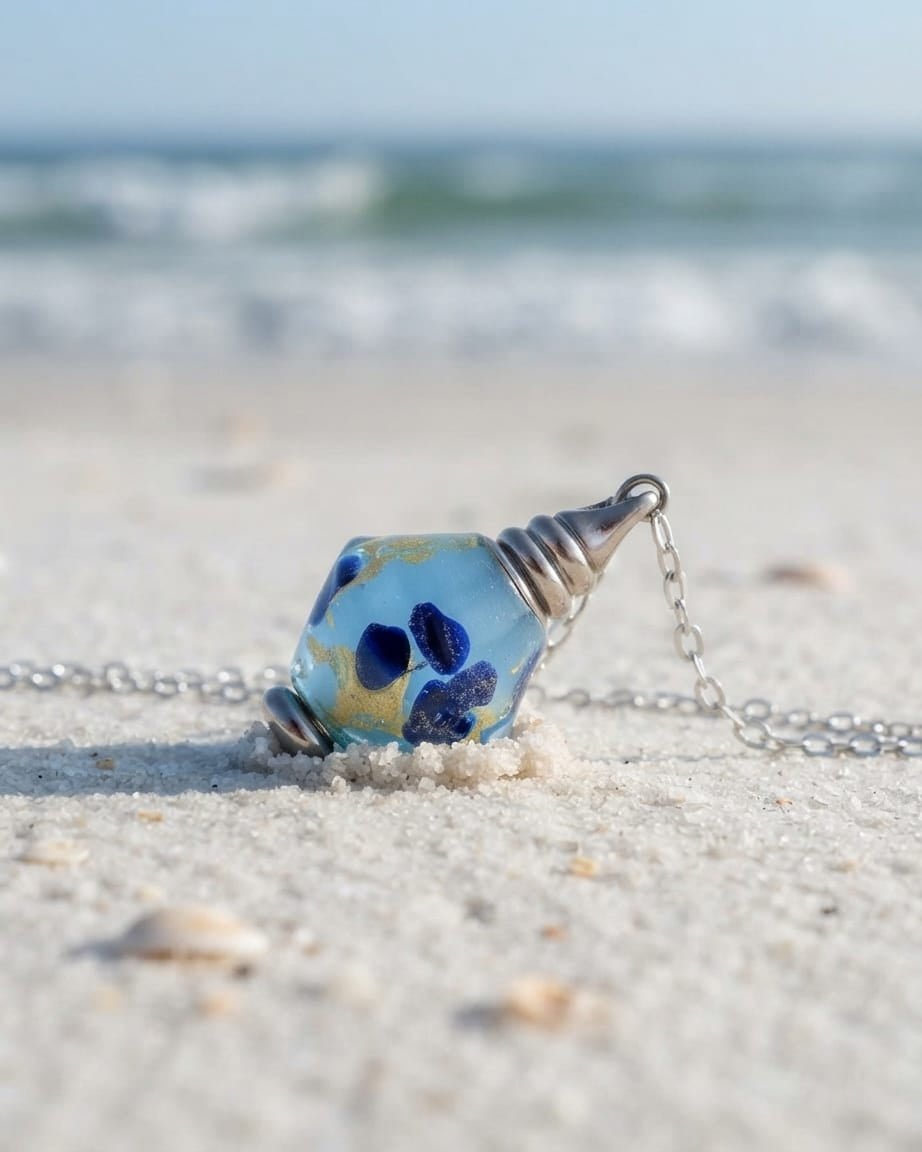 Loved Remembered Murano Glass  Bicono - Ocean Mist