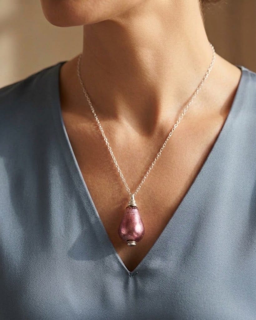 Loved Remembered Murano Glass Drop - 'Orchid Mist'
