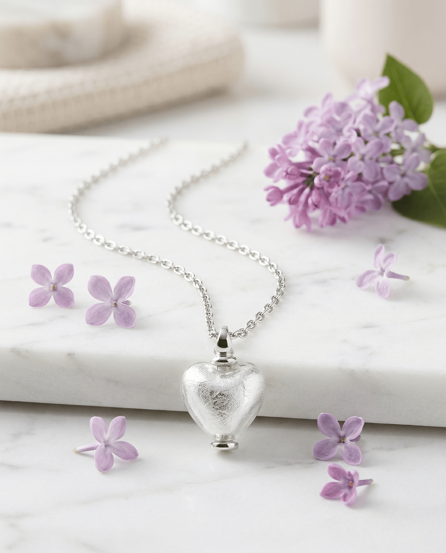 Loved Remembered Murano Glass Heart Urn - April