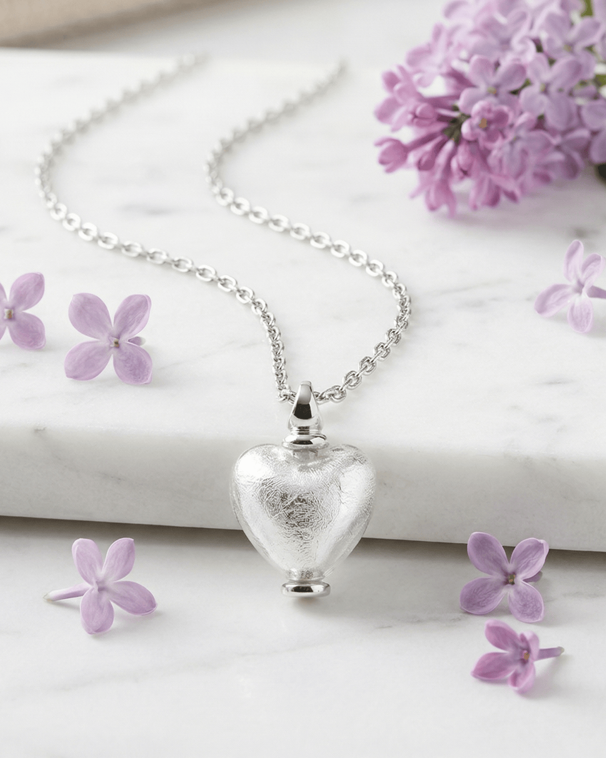 Loved Remembered Murano Glass Heart Urn - April