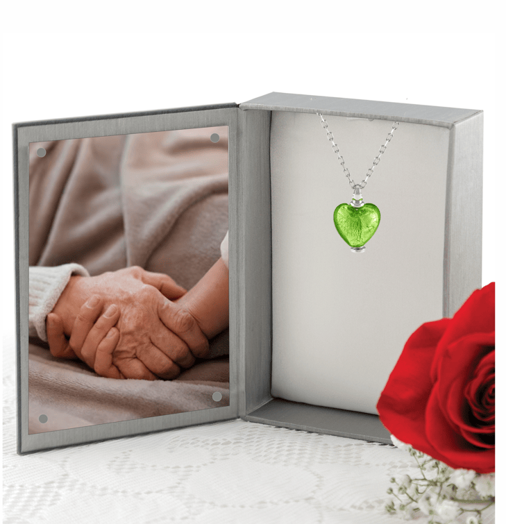 Loved Remembered Murano Glass Heart Urn - August