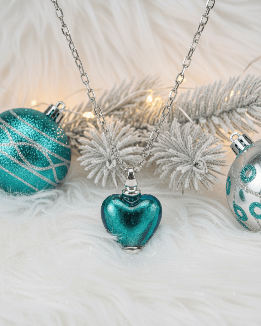 Loved Remembered Murano Glass Heart Urn - December