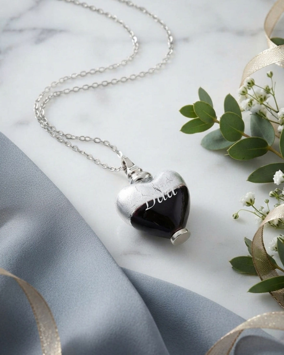 Loved Remembered Murano Glass Heart Urn - 'Eternal Promise'