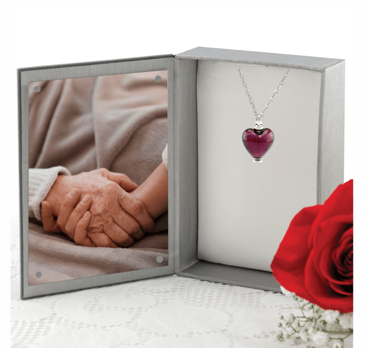 Loved Remembered Murano Glass Heart Urn - February