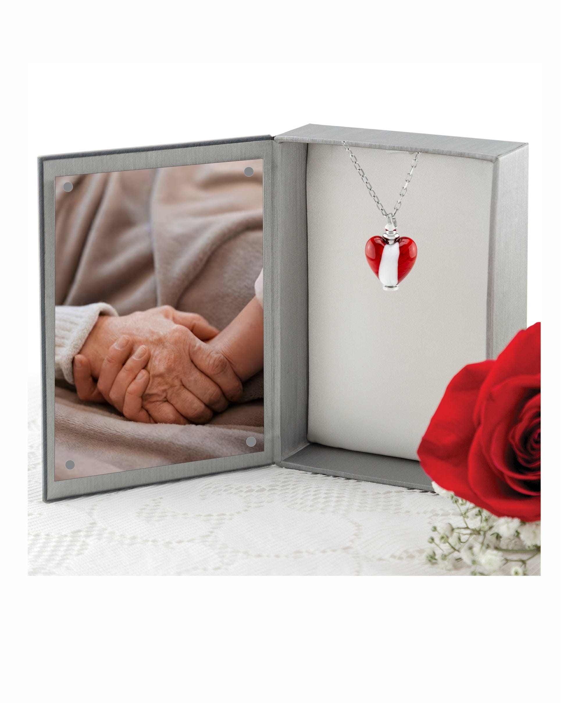 Loved Remembered Murano Glass Heart Urn - 'Glowing Hearts'