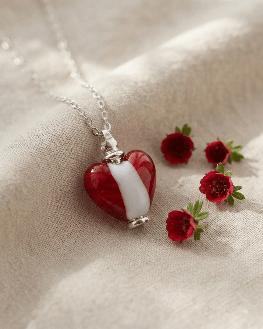 Loved Remembered Murano Glass Heart Urn - 'Glowing Hearts'