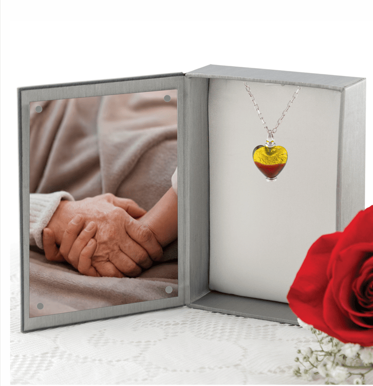 Loved Remembered Murano Glass Heart Urn - 'Guiding Light'