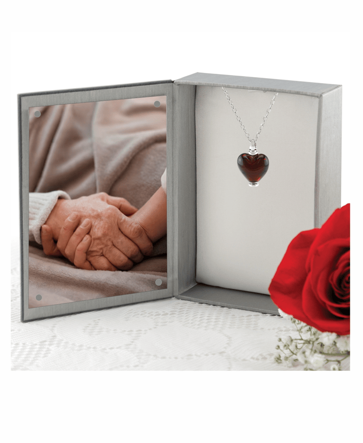 Loved Remembered Murano Glass Heart Urn - January
