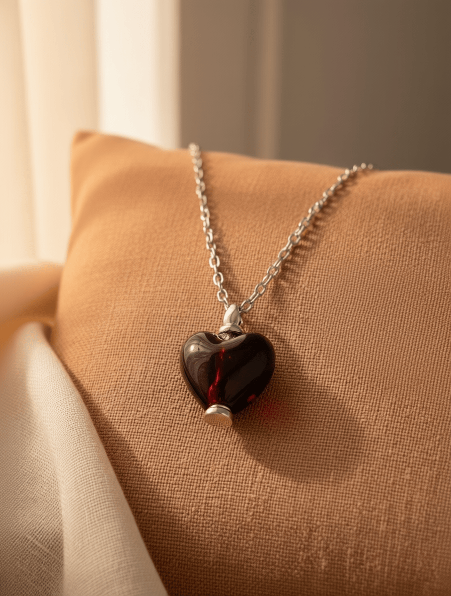 Loved Remembered Murano Glass Heart Urn - January